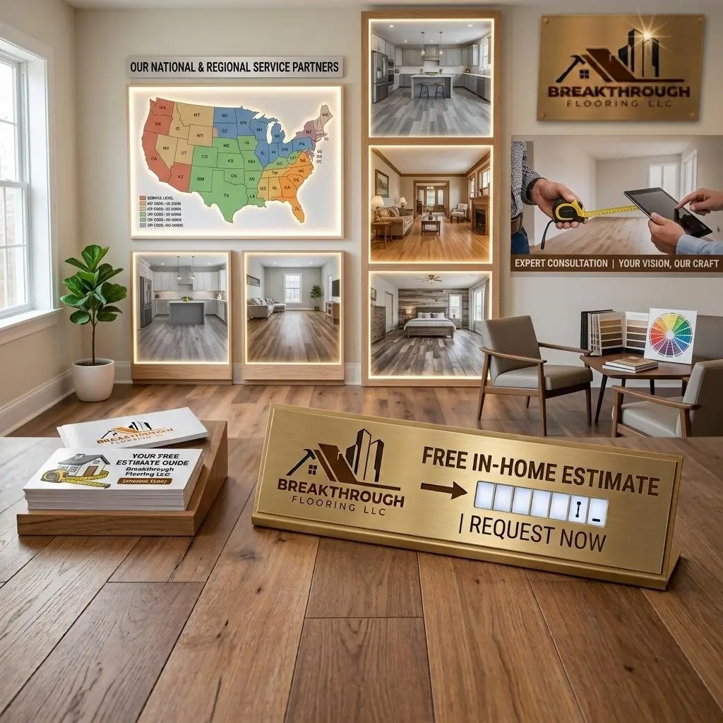 In-home estimate with flooring samples laid out on a table